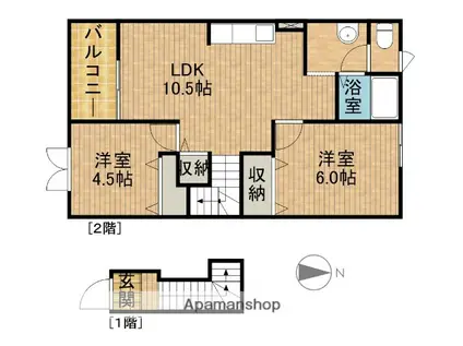 セイバリーヒル(2LDK/2階)の間取り写真