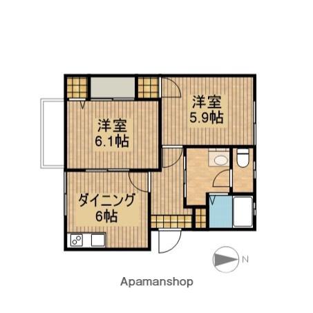 ドミールB(2DK/2階)の間取り写真