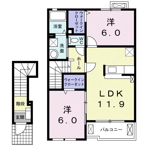 ル・ブリヤン(2LDK/2階)の間取り写真