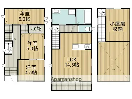 東海道本線 浜松駅 バス乗車時間:12分 浜松北高バス停で下車 徒歩2分 2階建 築14年(3LDK)の間取り写真
