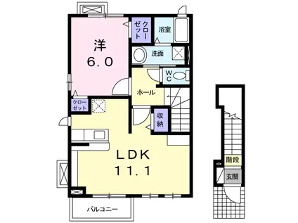 F・カヘイ(1LDK/2階)の間取り写真