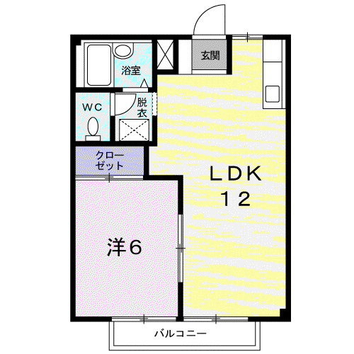 シティハイツ堀越Ⅱ(1LDK/2階)の間取り写真