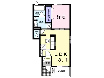 アベイユ山手(1LDK/1階)の間取り写真