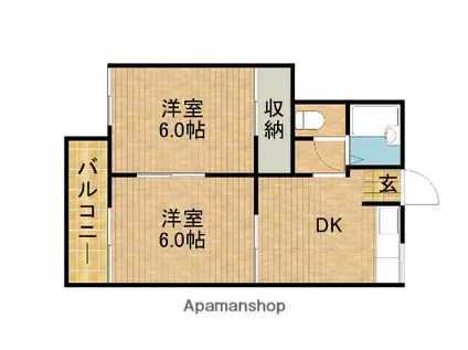 フォーブル秋野A(2K/2階)の間取り写真