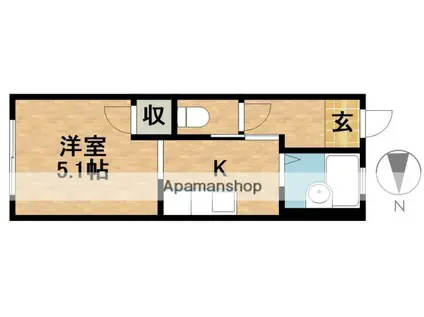 オーシャンブルーハイツA(1K/3階)の間取り写真