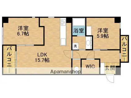 アートフォルム元城(2LDK/3階)の間取り写真