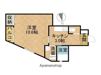 ハピネス北田町(1K/1階)の間取り写真