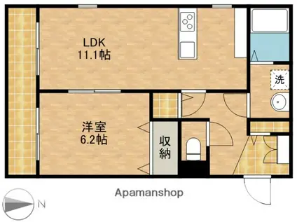 ビューノ市野(1LDK/3階)の間取り写真