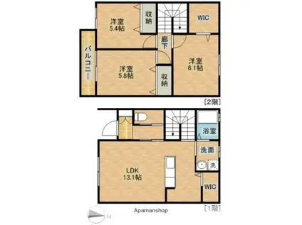 東海道本線 浜松駅 バス乗車時間:18分 有玉西バス停で下車 徒歩15分 2階建 築10年(3LDK)の間取り写真