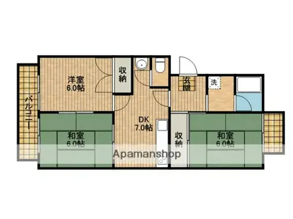 ウィンディホクエンⅠ(3DK/4階)の間取り写真