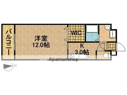 ブリエひくま(1K/2階)の間取り写真