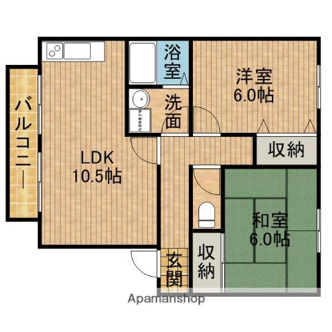ブランシュールⅡ B(2LDK/1階)の間取り写真