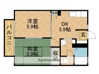 コーポフロンティア(2K/2階)の間取り写真