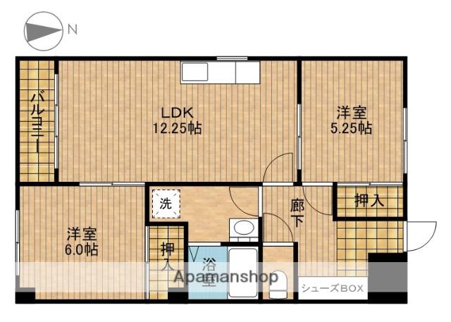 フェリス三島(2LDK/3階)の間取り写真