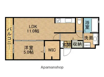 INSIEME(1LDK/2階)の間取り写真