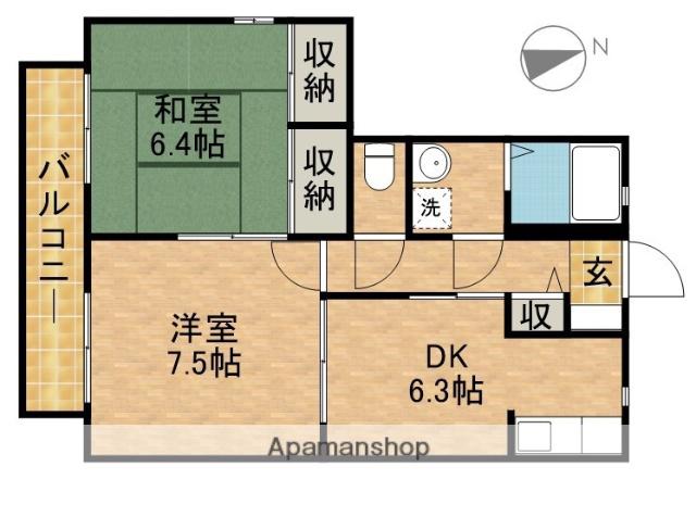 三井ハイツB(2DK/2階)の間取り写真