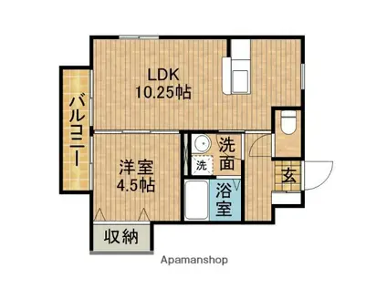 ヴィーブルⅡ B(1LDK/1階)の間取り写真