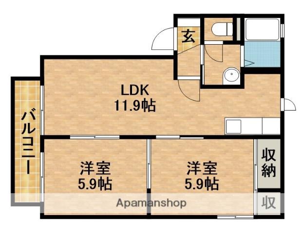 ディアスMOMO(2LDK/2階)の間取り写真