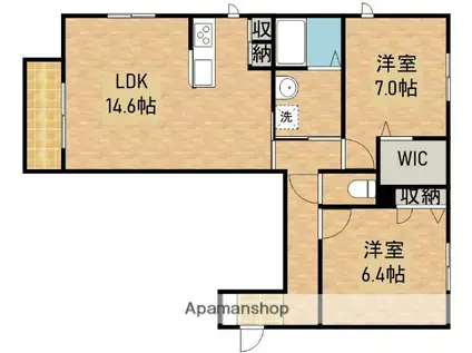 LUMIUS B(2LDK/1階)の間取り写真