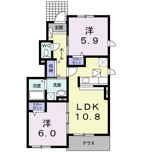 ルーチェ(2LDK/1階)の間取り写真