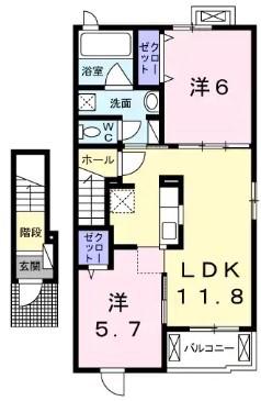 フラン ボヌール(2LDK/2階)の間取り写真