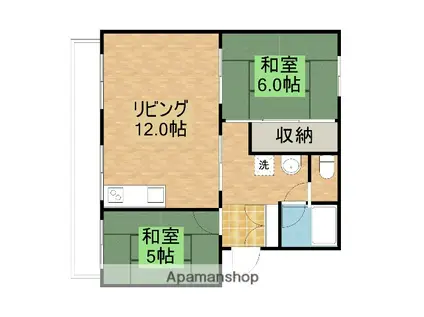 レクセル葛川B(2LDK/1階)の間取り写真