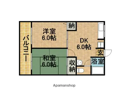 COZY弥生(2DK/2階)の間取り写真