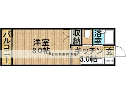 コーポドウデン(1K/1階)の間取り写真