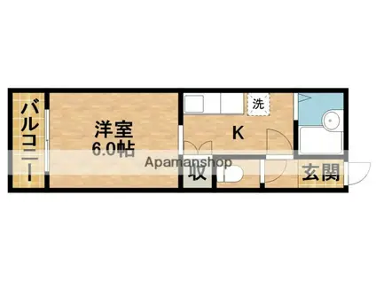 ラベンダータウン B棟(1K/2階)の間取り写真