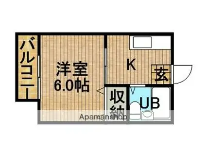 メゾン・ド・パラディ(1K/2階)の間取り写真