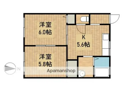 グランメール ダンD(2K/1階)の間取り写真