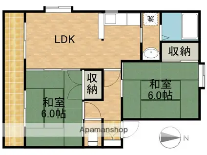 メゾンプレーリーB(2LDK/1階)の間取り写真