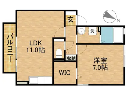 神立の杜C(1LDK/2階)の間取り写真
