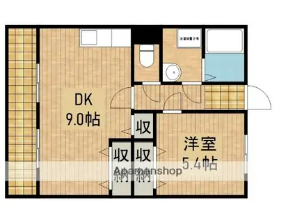 パルティールⅡ(2DK/1階)の間取り写真