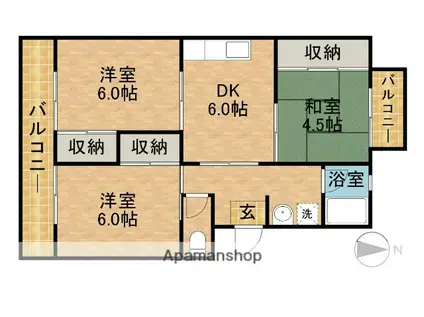 コーポ竹山B棟(3DK/1階)の間取り写真