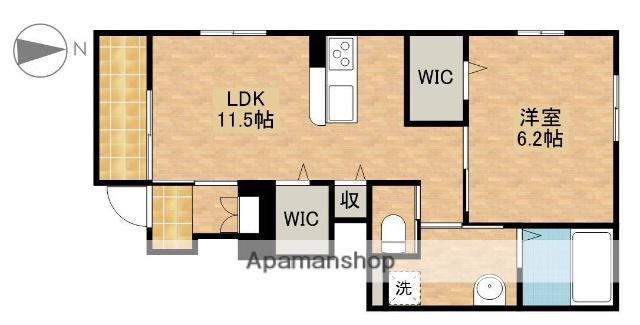 シーダー初生(1LDK/1階)の間取り写真