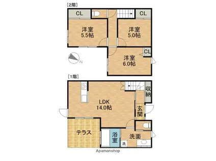 東海道本線 浜松駅 バス乗車時間:25分 佐鳴湖病院前バス停で下車 徒歩2分 2階建 築5年(3LDK)の間取り写真
