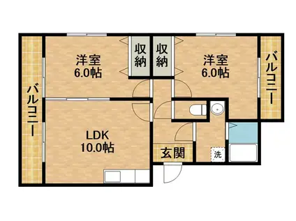 フォレスト笠井(2LDK/2階)の間取り写真