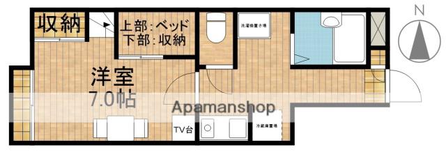 ホークⅡ(1K/1階)の間取り写真