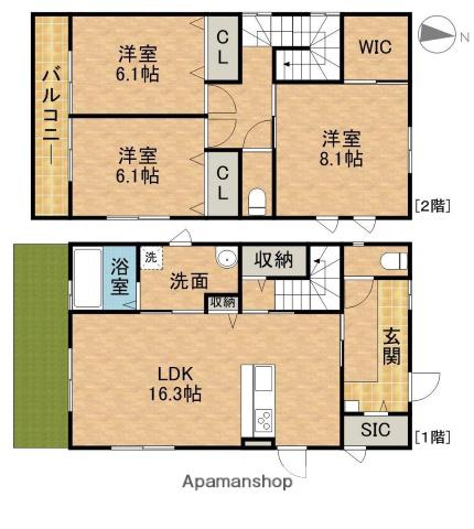 東海道本線 浜松駅 バス乗車時間:13分 佐鳴台1丁目バス停で下車 徒歩2分 2階建 築4年(3LDK)の間取り写真
