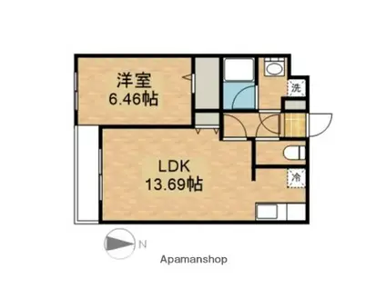 東海道・山陽新幹線 掛川駅 徒歩6分 4階建 築3年(1LDK/3階)の間取り写真