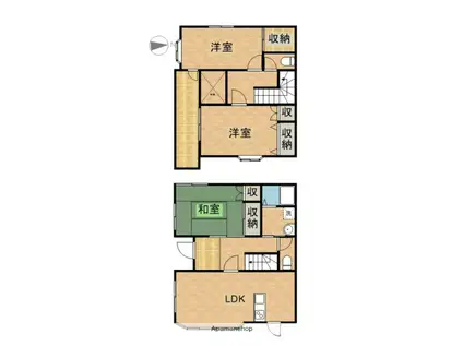 東海道本線 浜松駅 バス乗車時間:30分 志都呂東バス停で下車 徒歩1分 2階建 築29年(3LDK)の間取り写真