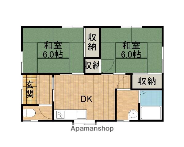 東海道本線 袋井駅 バス乗車時間:10分 徳光バス停で下車 徒歩5分 1階建 築44年(2DK)の間取り写真