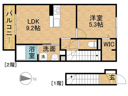 ハルモニア(1LDK/2階)の間取り写真