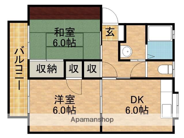 ボナール薗ヶ谷Ⅱ(2DK/2階)の間取り写真
