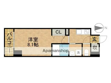 CENTRAL S 砂山町(1K/4階)の間取り写真