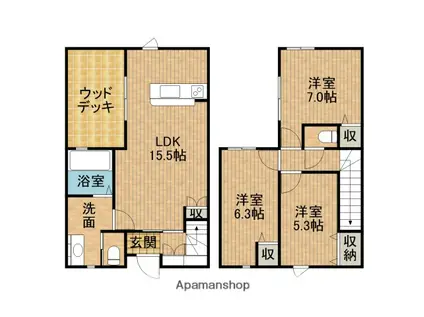 東海道本線 浜松駅 バス乗車時間:20分 大正坂下バス停で下車 徒歩8分 2階建 築1年(3LDK)の間取り写真