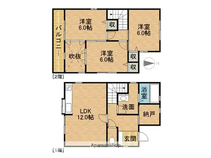 遠州鉄道 上島駅 徒歩12分 2階建 築26年(3LDK)の間取り写真