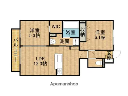 ノワール(2LDK/1階)の間取り写真