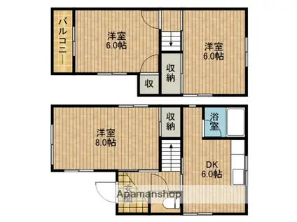 東海道本線 焼津駅 徒歩14分 2階建 築43年(3DK)の間取り写真